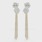 The Blossom Stiletto Max: 8.42 CTW Multi-Shape Floral Tassel Drop Earrings 14K-18K Gold/Platinum