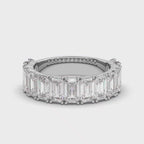 The Empress Cascade: 3.77 CTW Emerald-Cut Diamond Shared-Prong Band in 18K White Gold Ring