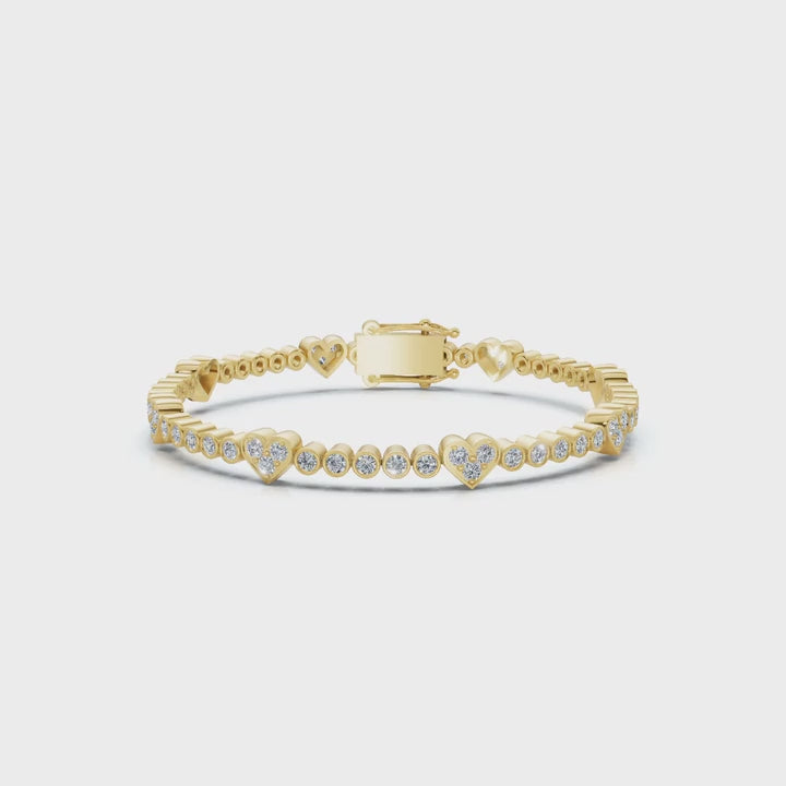 The Heartstrings Station: 1.89 CTW Bezel & Sweetheart Diamond Tennis Bracelet 14K-18K Gold/Platinum