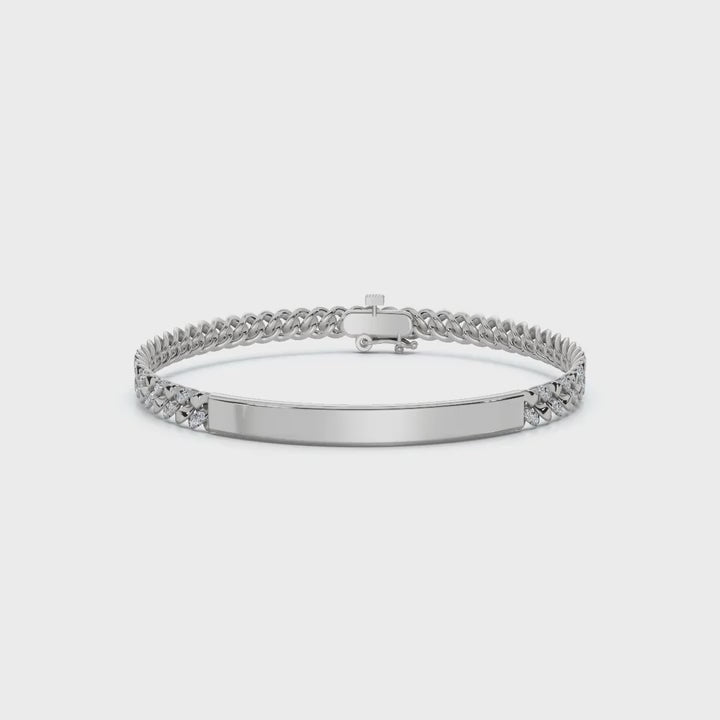 The Valencia ID: 0.75 CTW Round Lab-Grown Diamond Cuban Link Bracelet 14K-18K Gold/Platinum