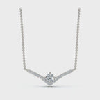 The Siren Chevron: 0.23 CTW Floating Solitaire V-Necklace 14K-18K Gold/Platinum
